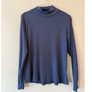 💙 Halogen Blue Ribbed Mock Neck Long Sleeve Top – Size 1 (Large)